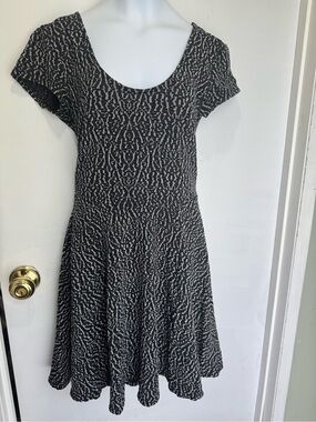 Sparkle & Fade Black and White Scoop-Neck Fit-and-Flare Mini Dress